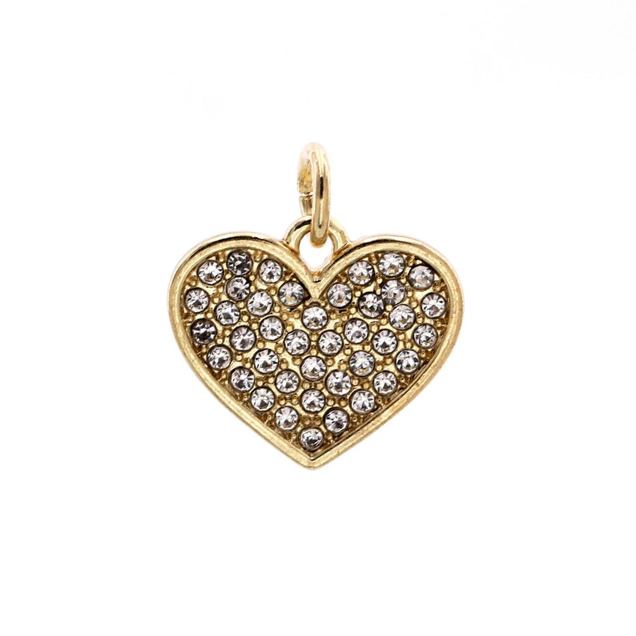 12 Pack: Charmalong™ 14K Gold-Plated Pavé Heart Charm by Bead Landing™